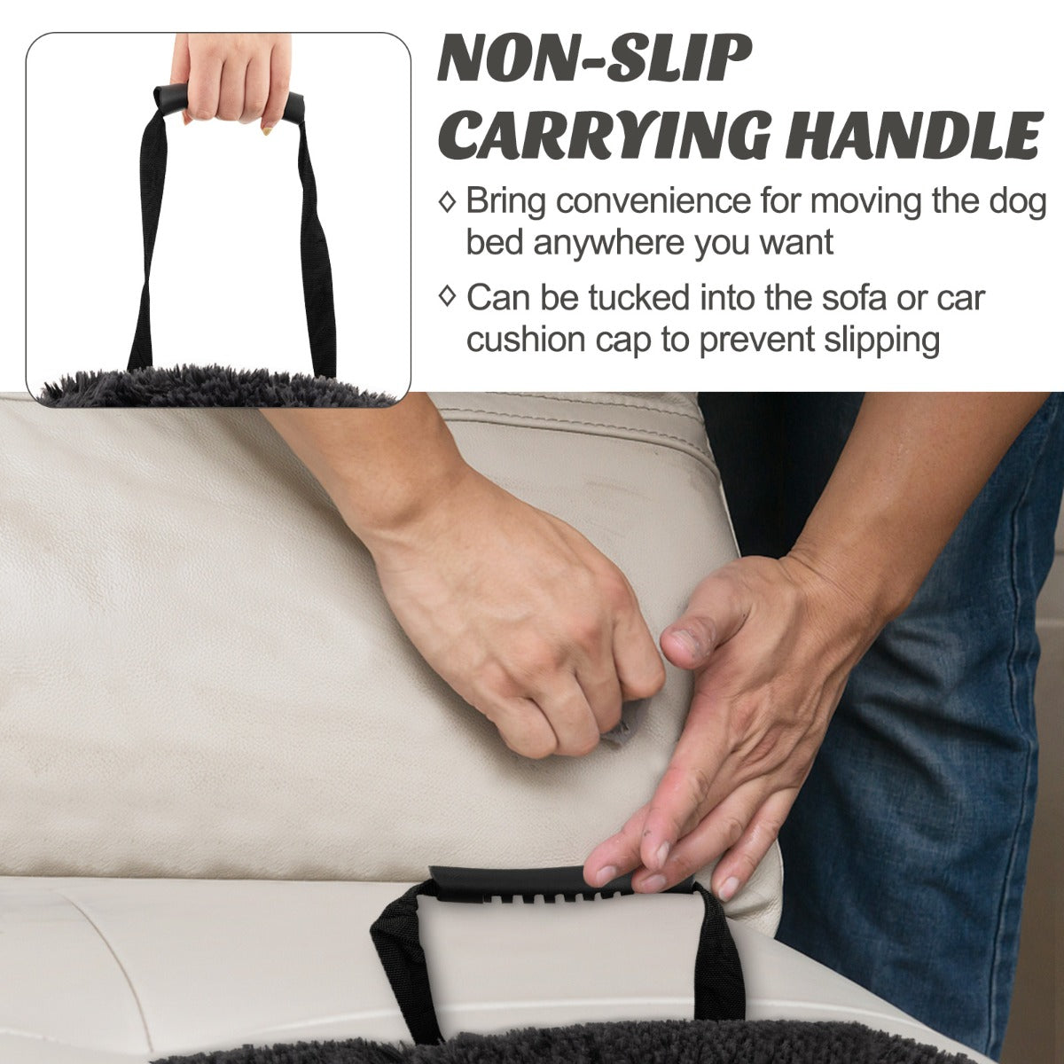 Costway Plush Calming Dog Couch Bed with Anti-Slip Bottom-Black-L