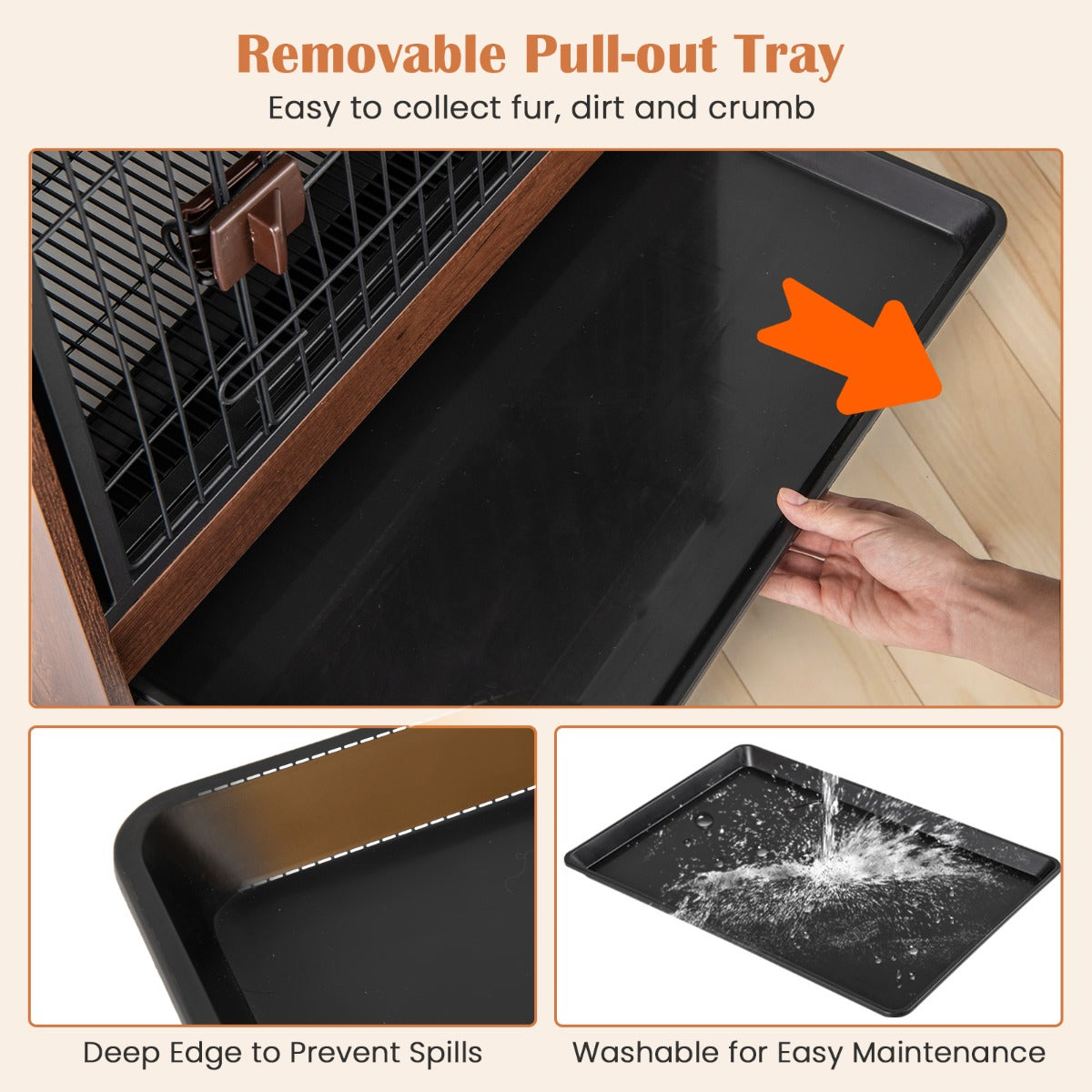 Costway Dog Crate Furniture Indoor Dog Cage with Removable Tray