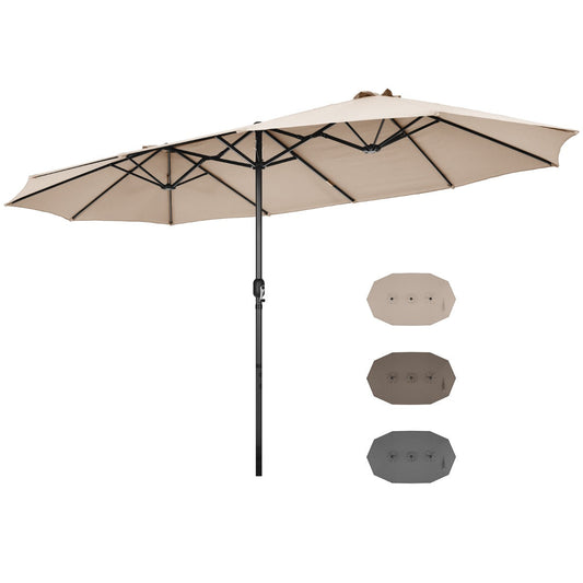 Twin market umbrella with 12 strong steel ribs and a thick metal pole for lasting outdoor stability