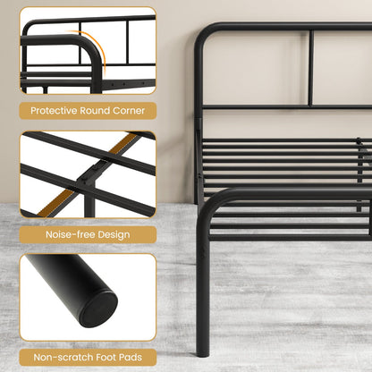 Modern Metal Platform Bed with Headboard, Footboard, and Ample Storage Space