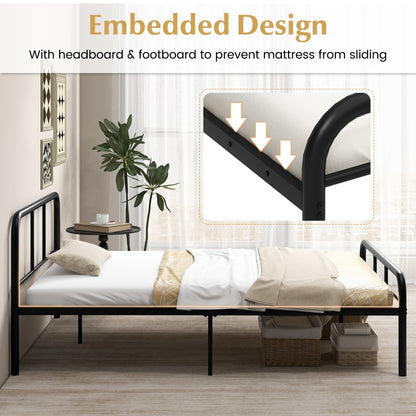 Costway Modern Metal Platform Bed with Headboard Footboard and Noise-free Heavy-duty Mattress