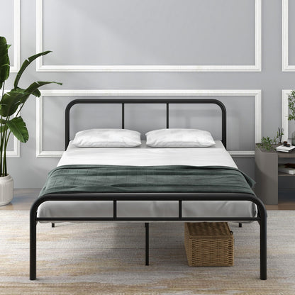 Modern Metal Platform Bed with Headboard, Footboard, and Ample Storage Space