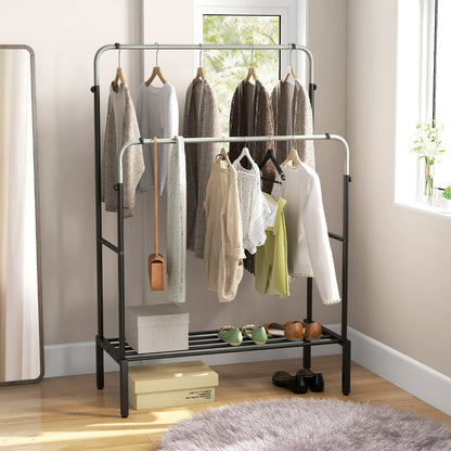 Costway Double Rod Clothes Garment Rack with Adjustable Heights for Bedroom