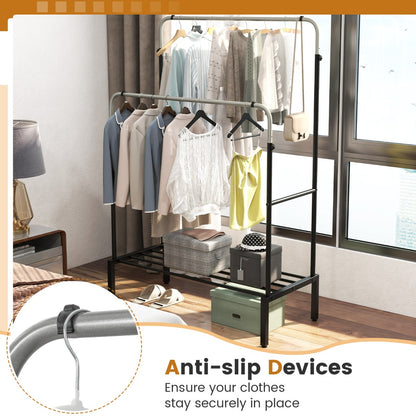 Costway Double Rod Clothes Garment Rack with Adjustable Heights for Bedroom