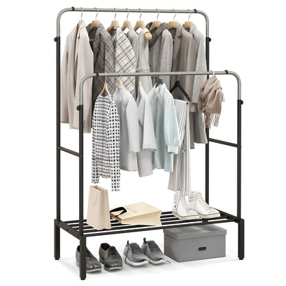 Costway Double Rod Clothes Garment Rack with Adjustable Heights for Bedroom