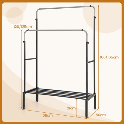 Costway Double Rod Clothes Garment Rack with Adjustable Heights for Bedroom