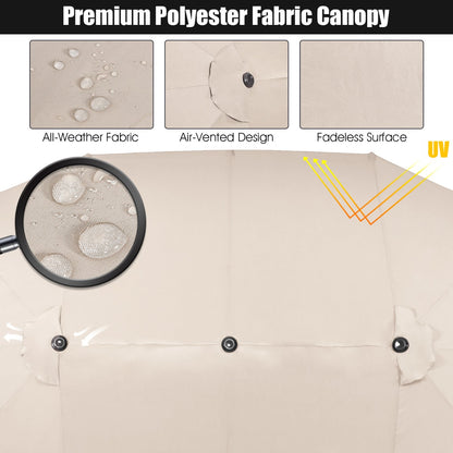 4.7 M Double-Sided Patio Umbrella with Hand-Crank System and Air Vents-Beige