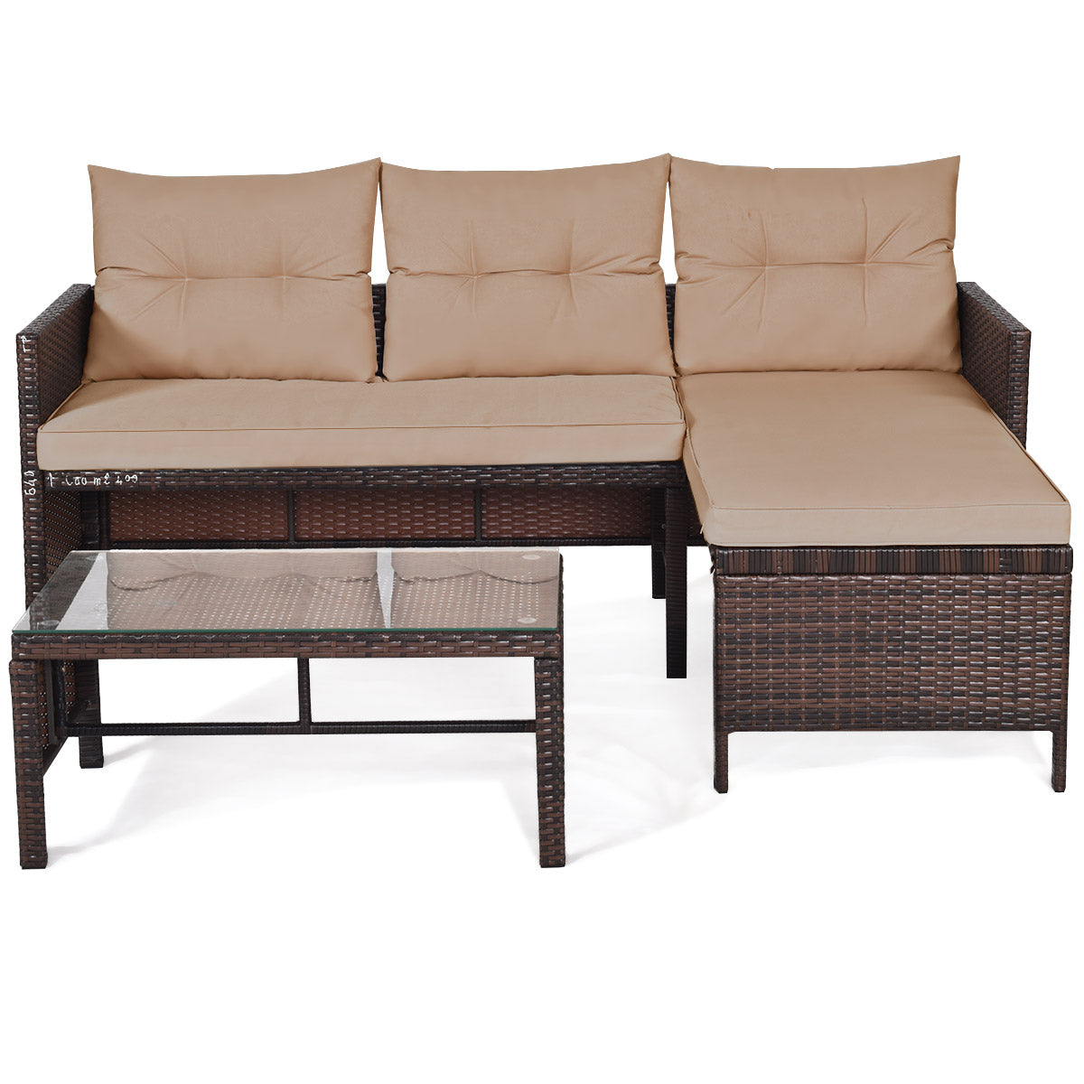 Freely movable sofa pieces can be rearranged into different combinations for flexible outdoor layouts