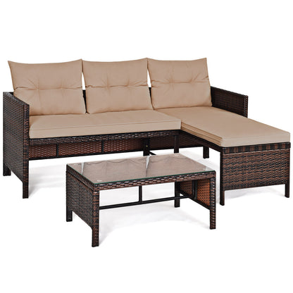 Outdoor sectional sofa set features warm tones and elegant woven details for modern home decor