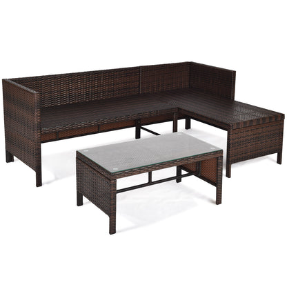 Stylish three-piece wicker furniture set enhances patios, gardens, balconies, and poolside spaces