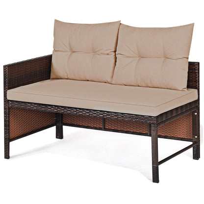 Costway 3 Pieces Patio Outdoor Conversation Bistro Set With Washable Couch Cushion