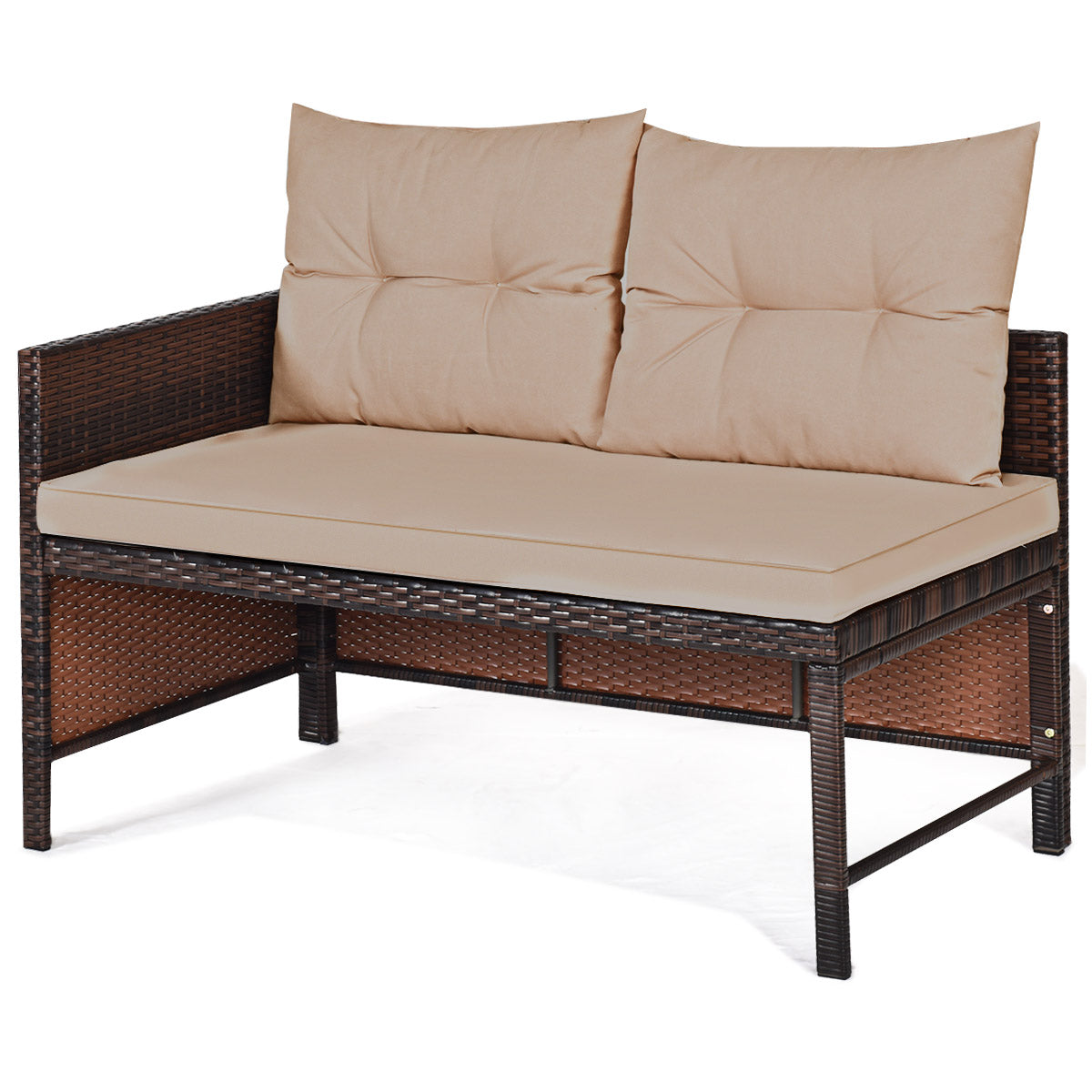 Outdoor sectional sofa set features warm tones and elegant woven details for modern home decor