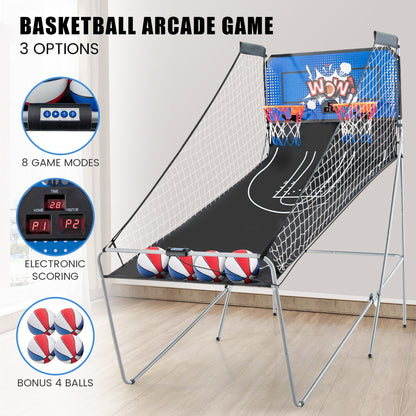 Dual Shot Basketball Arcade Game with 8 Game Modes &amp; Arcade Sound-Blue