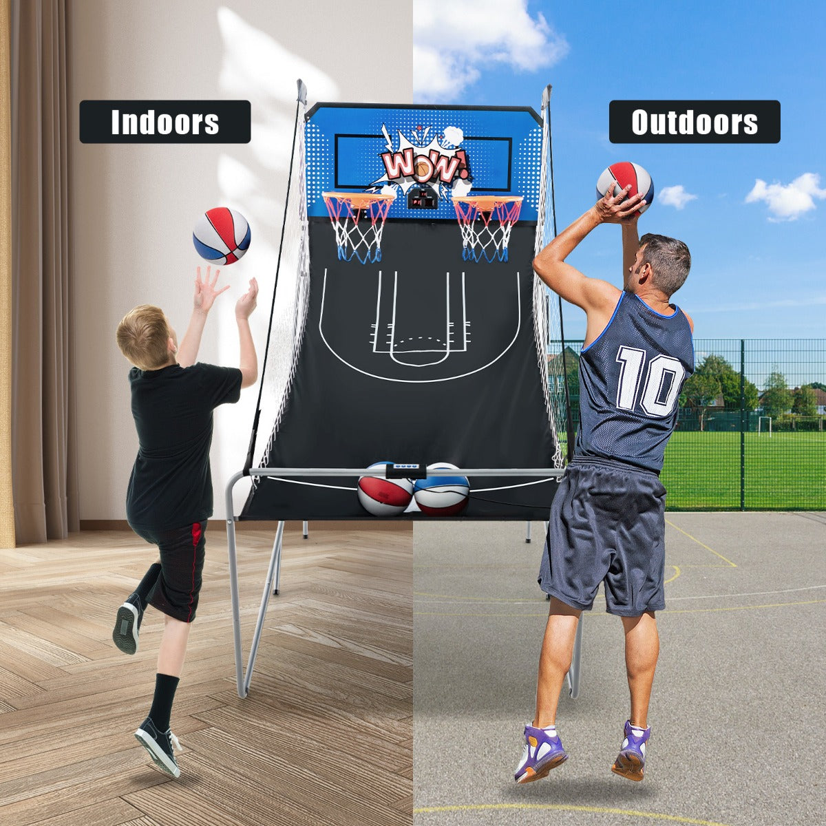 Dual Shot Basketball Arcade Game with 8 Game Modes &amp; Arcade Sound-Blue