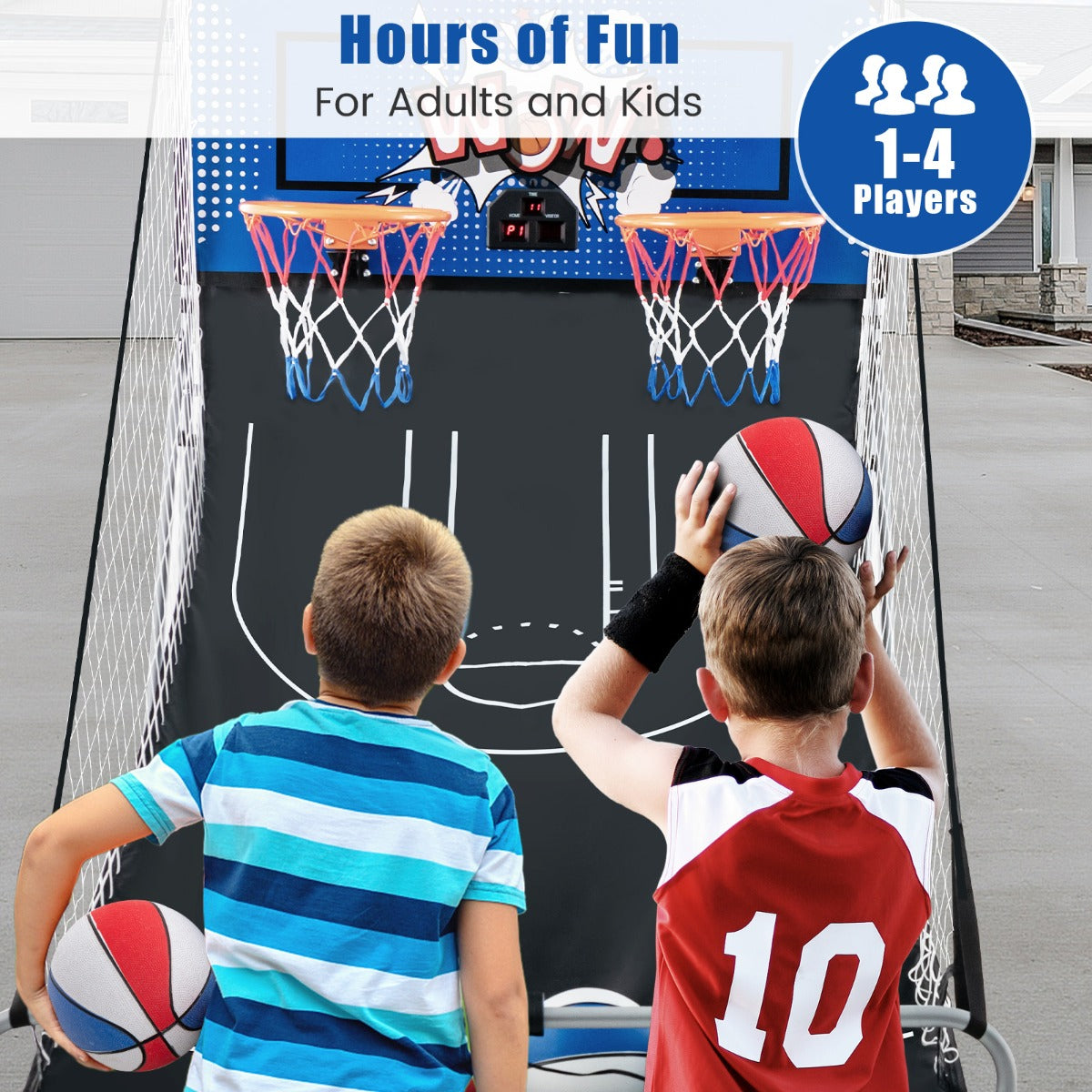 Dual Shot Basketball Arcade Game with 8 Game Modes &amp; Arcade Sound-Blue