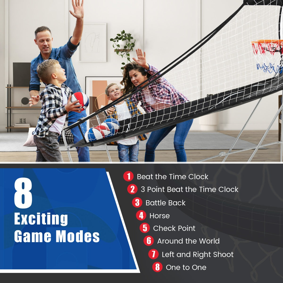 Dual Shot Basketball Arcade Game with 8 Game Modes &amp; Arcade Sound-Blue