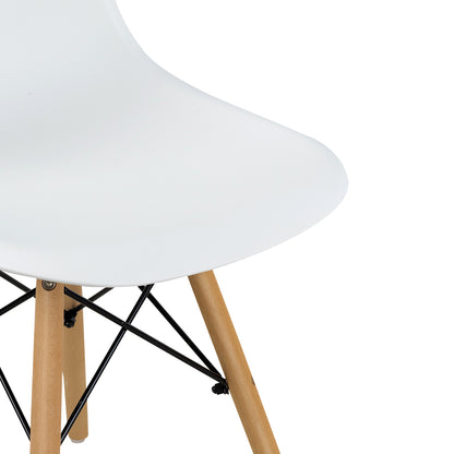 Eames Dining Chairs Plastic Pre Assembled Chairs with Wood Legs-White