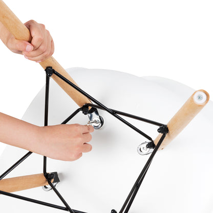 Eames Dining Chairs Plastic Pre Assembled Chairs with Wood Legs-White