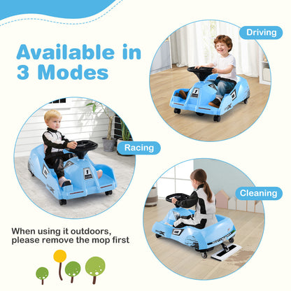 Electric Cleaning Go Kart 12V Ride on Race Car-Blue