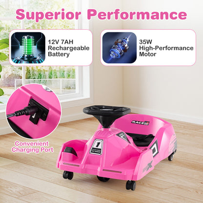 Electric Cleaning Go Kart 12V Ride on Race Car-Pink