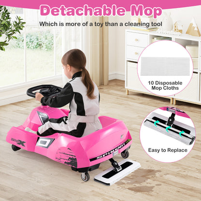Electric Cleaning Go Kart 12V Ride on Race Car-Pink