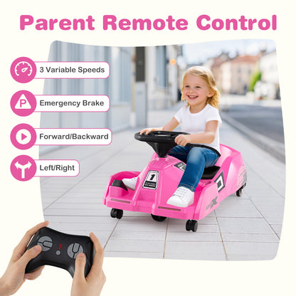 Electric Cleaning Go Kart 12V Ride on Race Car-Pink