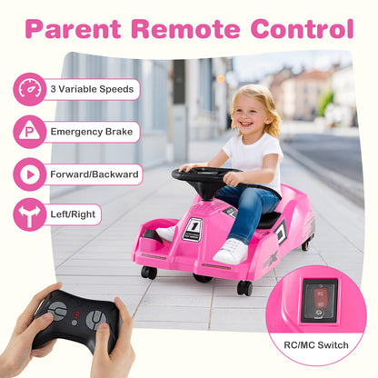 Electric Cleaning Go Kart 12V Ride on Race Car-Pink