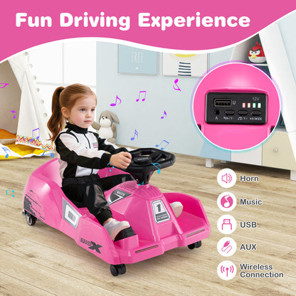 Electric Cleaning Go Kart 12V Ride on Race Car-Pink