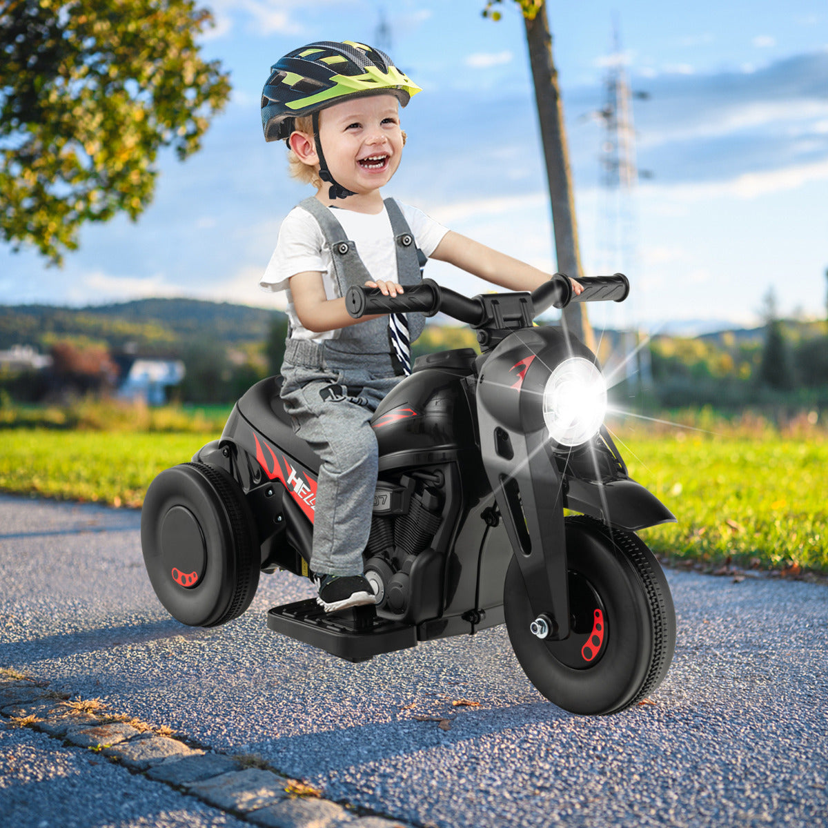 Electric Kid Ride on Motorcycle with Bubble Maker and Music Button-Black