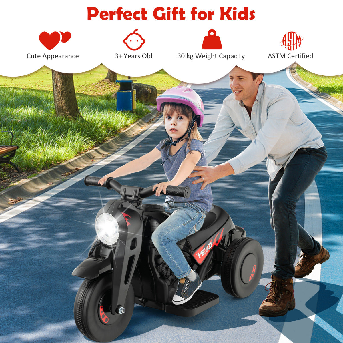 Electric Kid Ride on Motorcycle with Bubble Maker and Music Button-Black