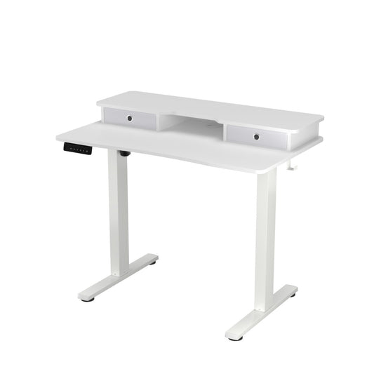 Costway Electric Standing Desk Height Adjustable Stand Up Desk with 2 Drawers-White