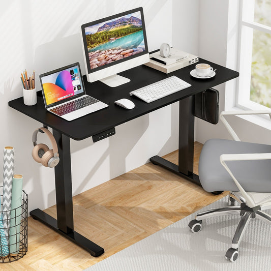 Costway Electric Standing Desk with 3 Memory Height Settings and 2 Hanging Hook-Black