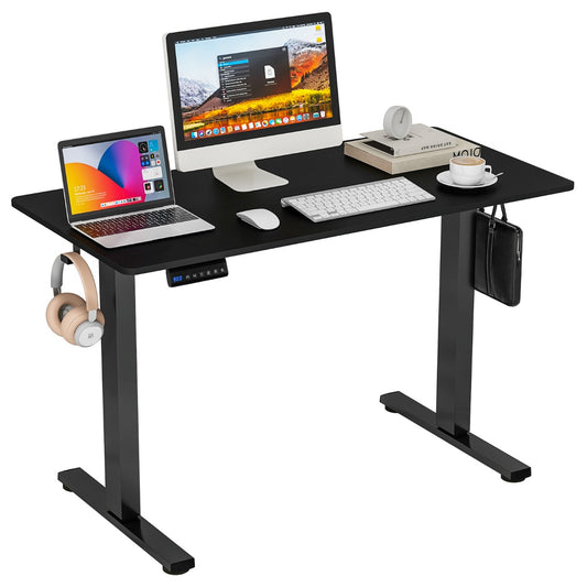 Costway Electric Standing Desk with 3 Memory Height Settings and 2 Hanging Hook-Black