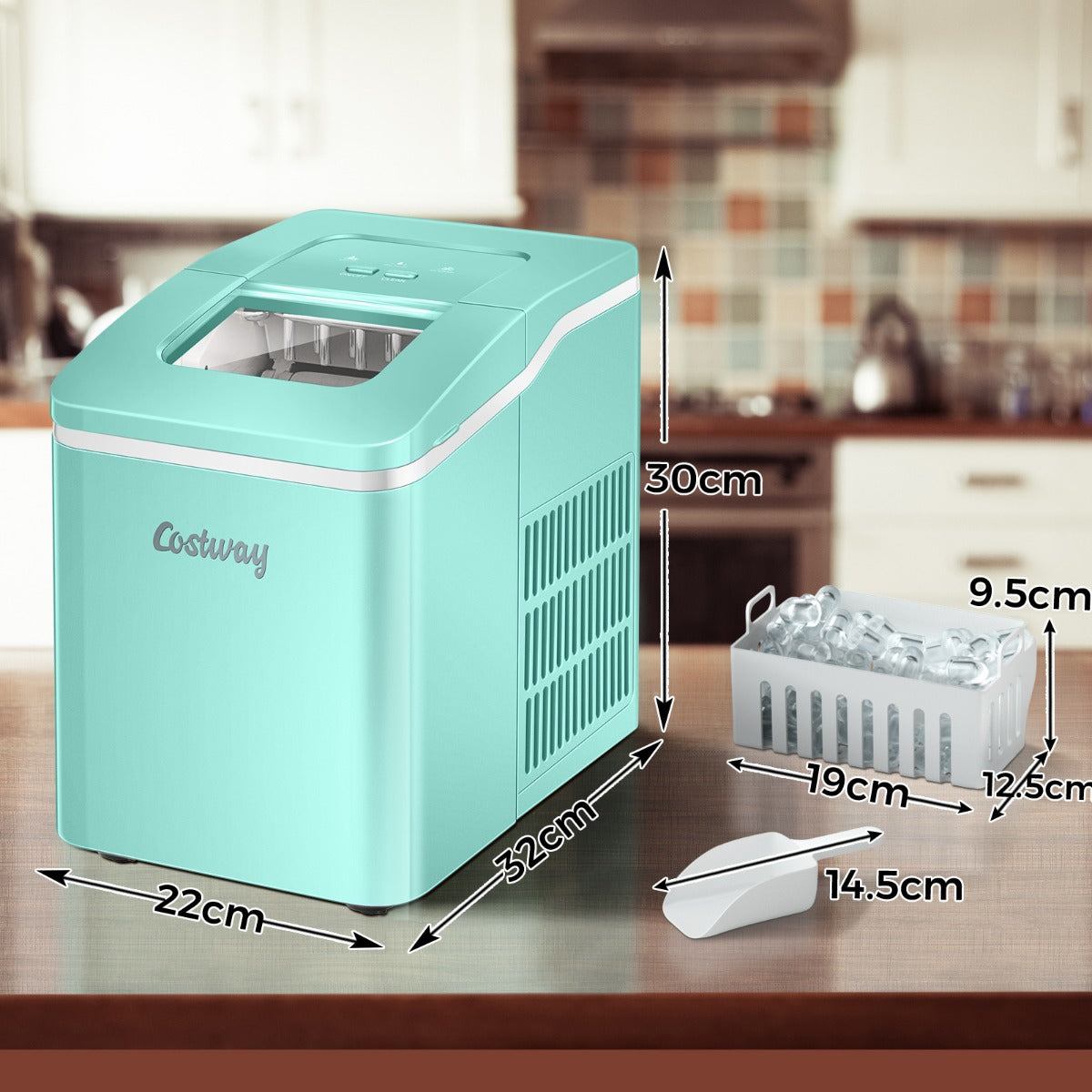 Countertop Ice Maker with Removable Basket for Home