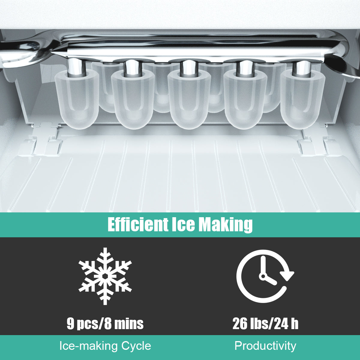 Countertop Ice Maker with Removable Basket for Home