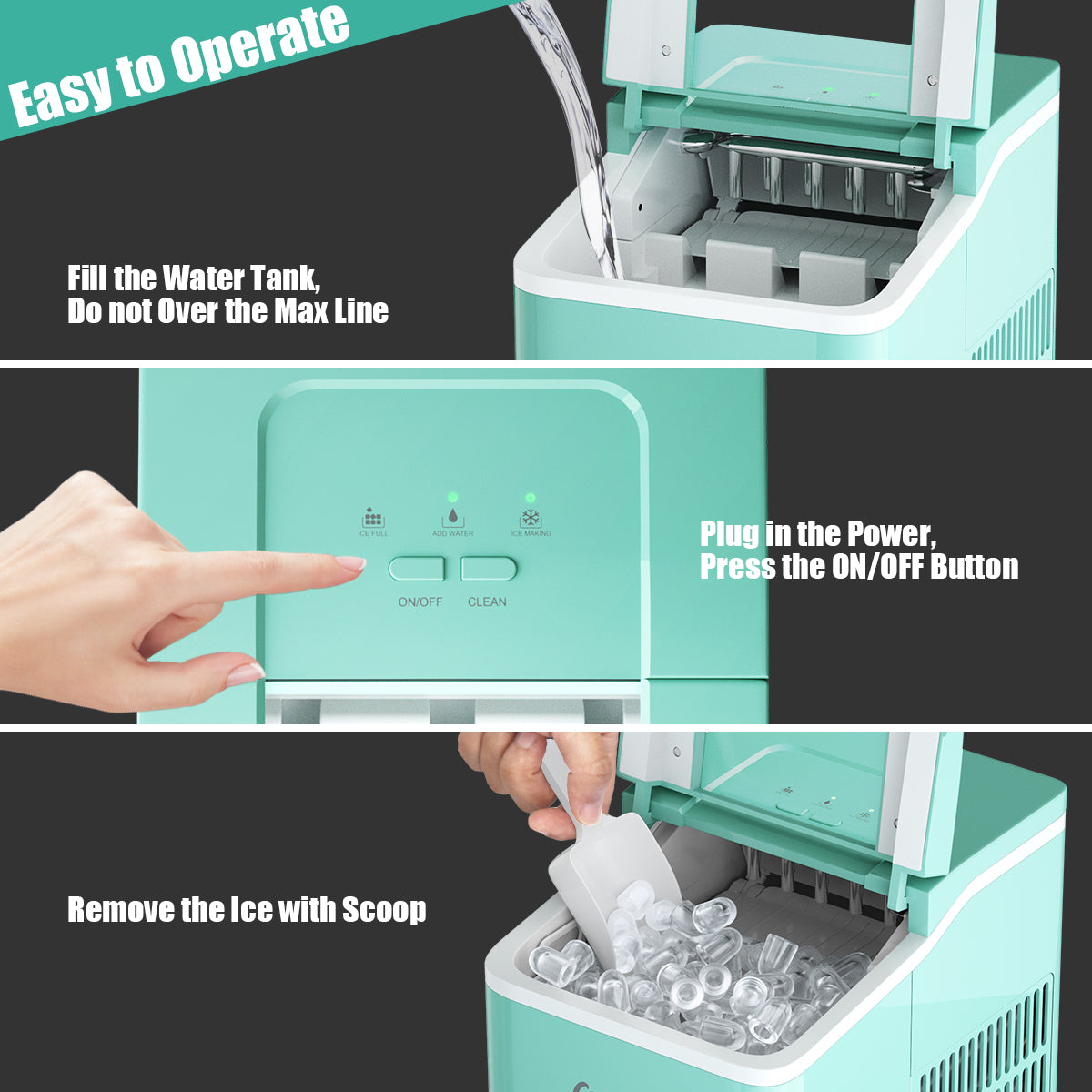 Countertop Ice Maker with Removable Basket for Home