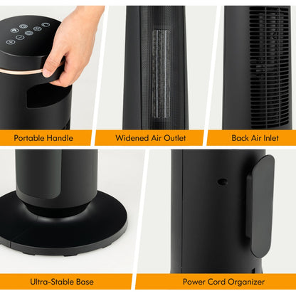 2500W PTC Electric Space Heater with 3D Realistic Flame & 3 Modes