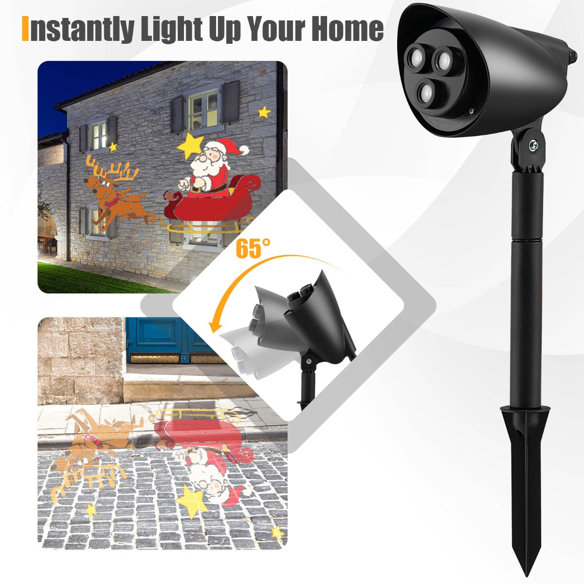 Costway 2 Pieces Christmas Projector Light with 65° Adjustable Angle
