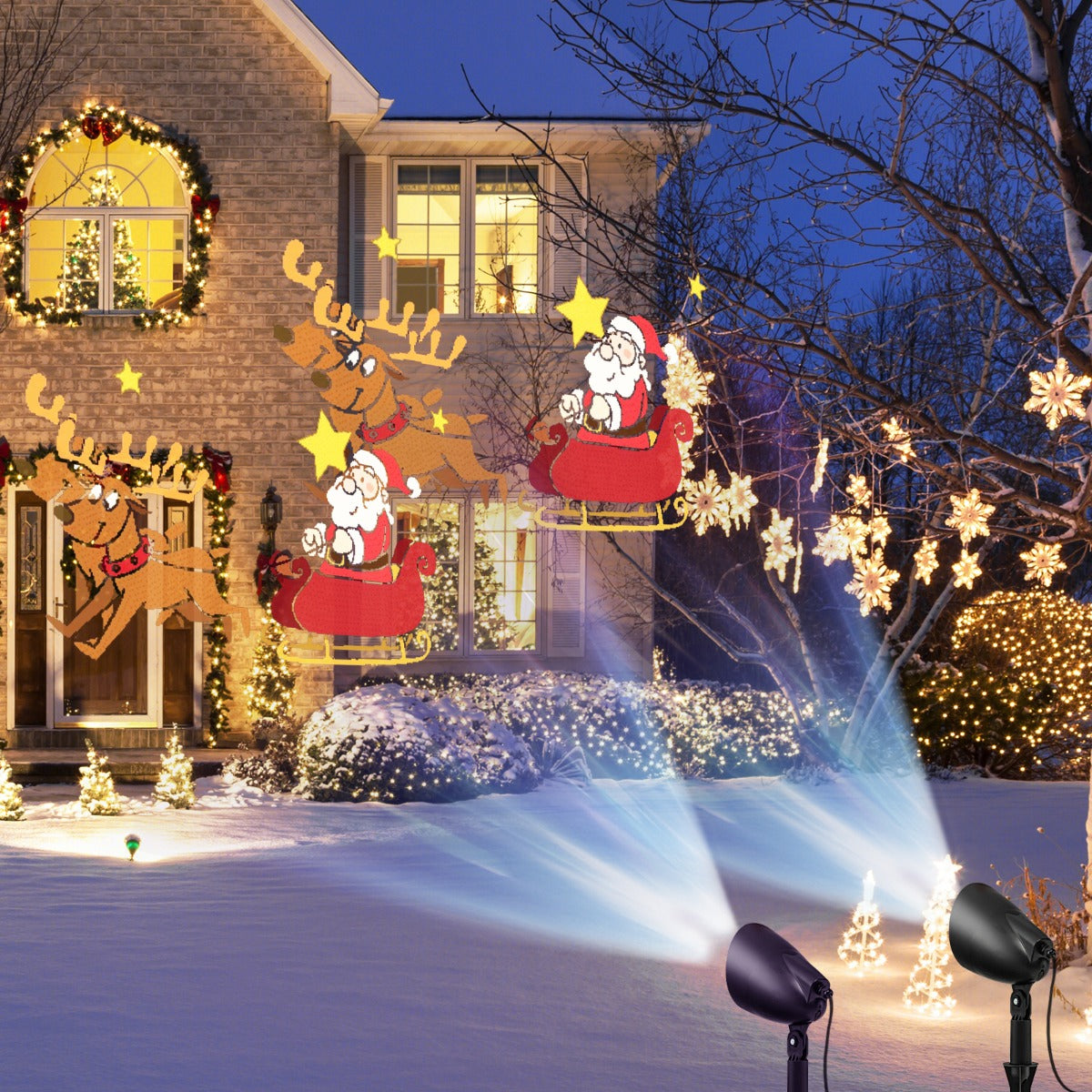 Costway 2 Pieces Christmas Projector Light with 65° Adjustable Angle