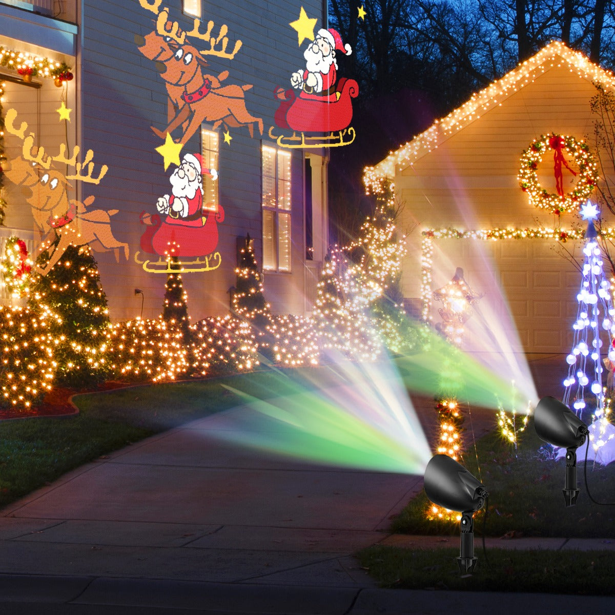Costway 2 Pieces Christmas Projector Light with 65° Adjustable Angle