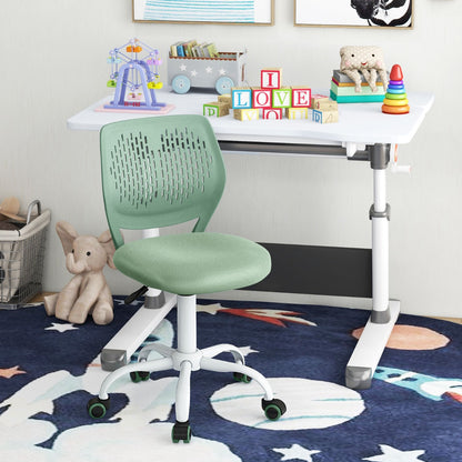 Ergonomic Children Study Chair with Adjustable Height for Boys Girls Teens-Light Green