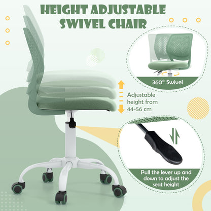 Ergonomic Children Study Chair with Adjustable Height for Boys Girls Teens-Light Green