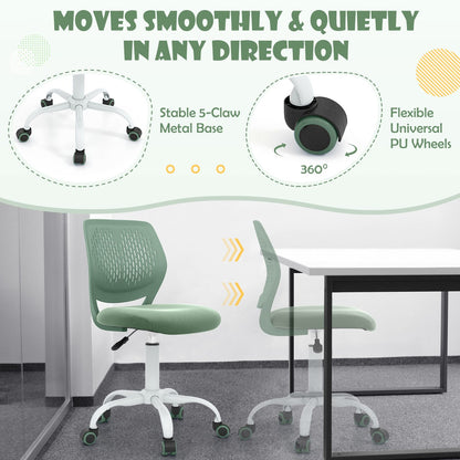 Ergonomic Children Study Chair with Adjustable Height for Boys Girls Teens-Light Green