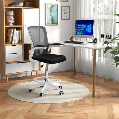 Ergonomic Drafting Chair with Flip-Up Armrest-White