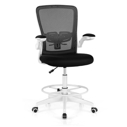 Ergonomic Drafting Chair with Flip-Up Armrest-White