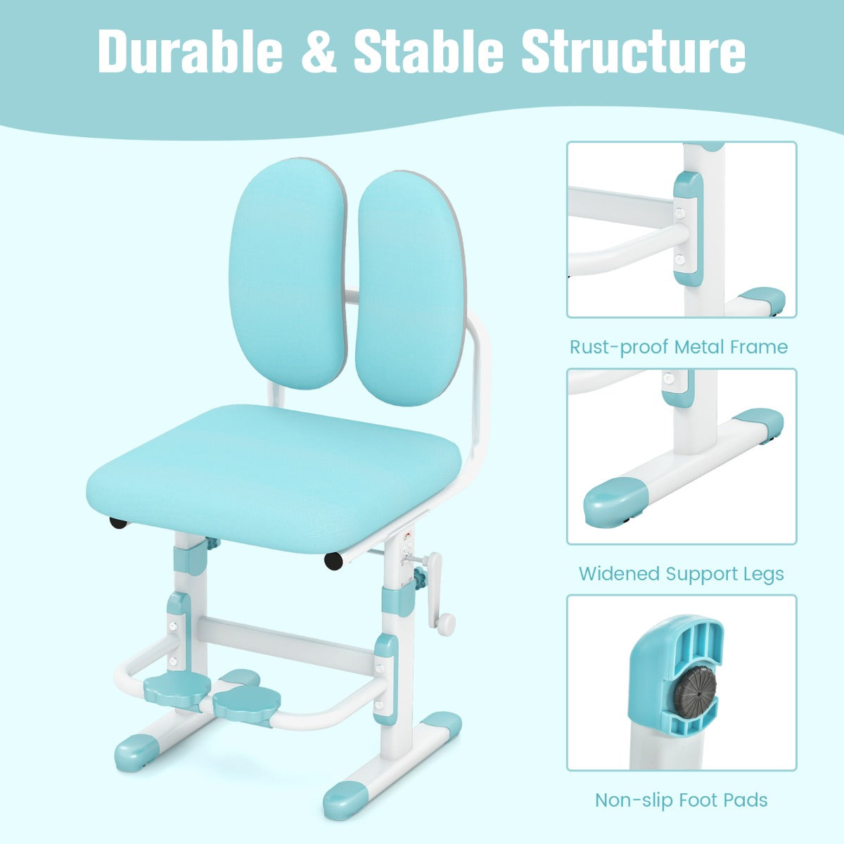 Height-adjustable Ergonomic Kids Desk Chair Children Study Chair-Blue