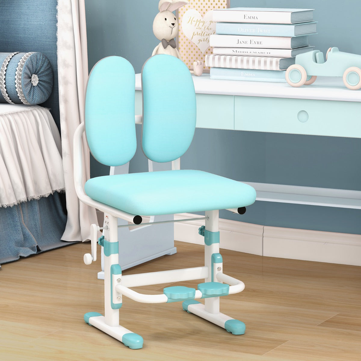 Height-adjustable Ergonomic Kids Desk Chair Children Study Chair-Blue