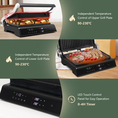 Costway 3-in-1 Electric Panini Press Grill with Non-Stick Coated Plates