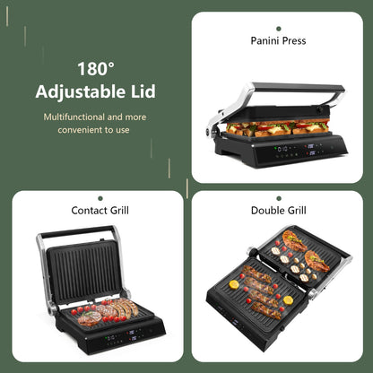 Costway 3-in-1 Electric Panini Press Grill with Non-Stick Coated Plates