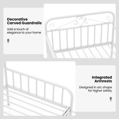 Compact black metal daybed suits apartments, guest rooms, living rooms, and small bedrooms